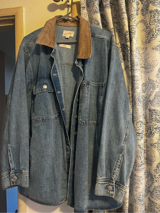 Universal Thread Jackets & Blazers - Women’s Denim Chore Jacket with Corduroy Collar - Blue